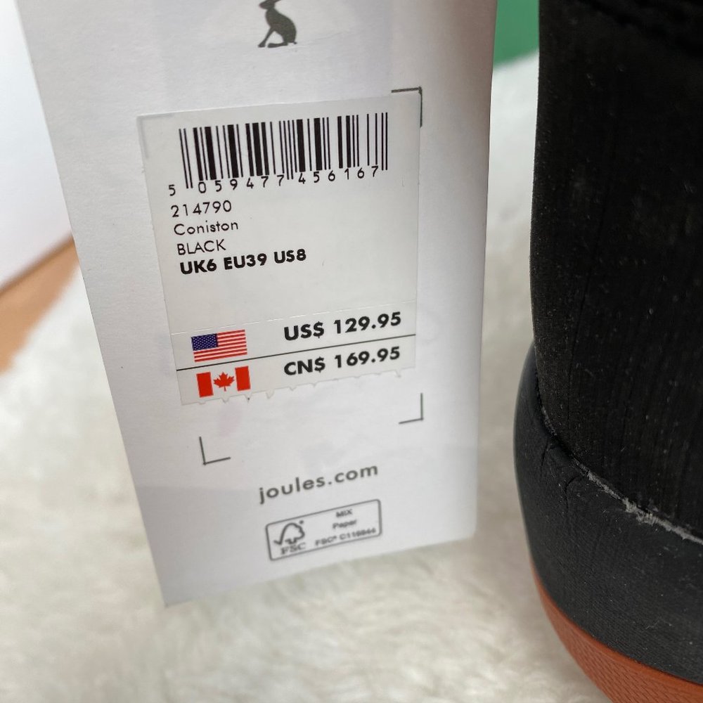 Joules Coniston Women's Rain/Winter Waterproof Boots, Black, Size 8 - Picture 11 of 11